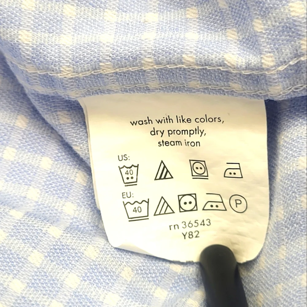 Chaps Men's Comfort Fit Wrinkle Free Blue/White‎ Plaid Dress Shirt Size 34/35